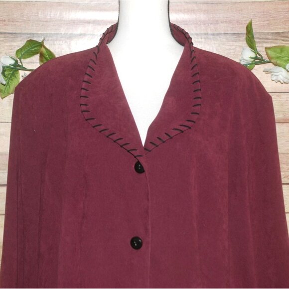 R&K Originals Vintage Plum Purple Faux Suede Button Front Jacket Size 26W Pocket - Picture 2 of 10